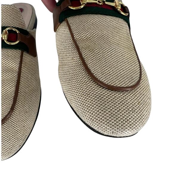 Gucci Canvas Vintage Charlotte Web Princetown Mule Slippers in Sand Cuir - Picture 9 of 16